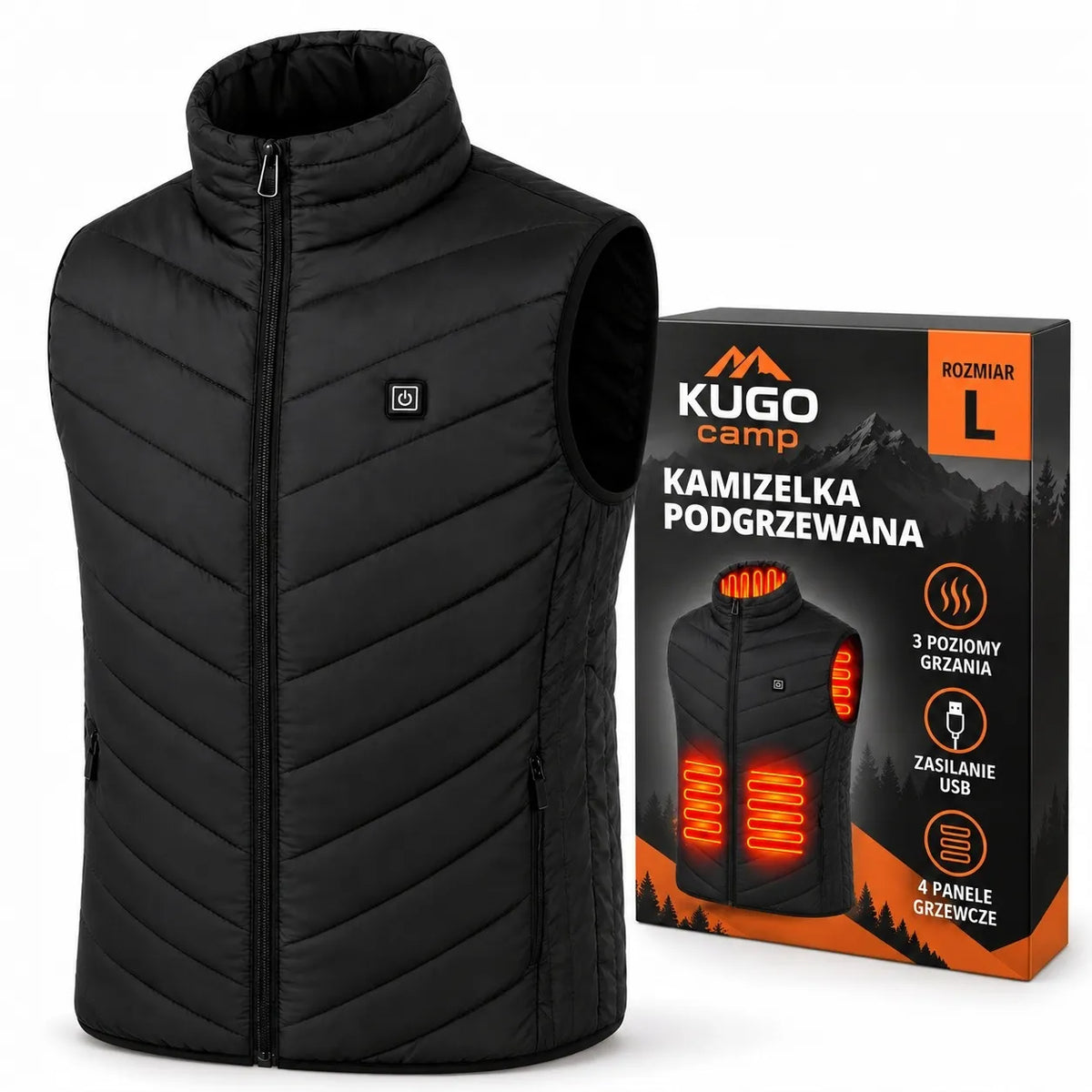 Šildoma liemenė „KUGO camp“, žieminė, unisex, USB, L dydis