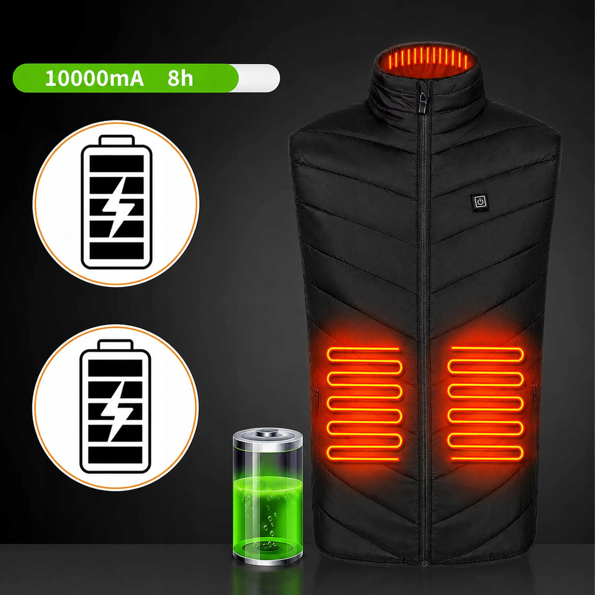 Šildoma liemenė „KUGO camp“, žieminė, unisex, USB, L dydis