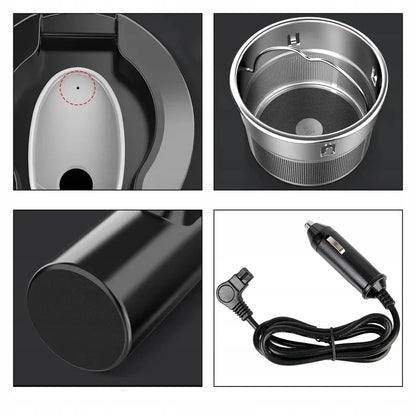 Šildomas automobilinis puodelis kavai, 12 V / 24 V, 500 ml