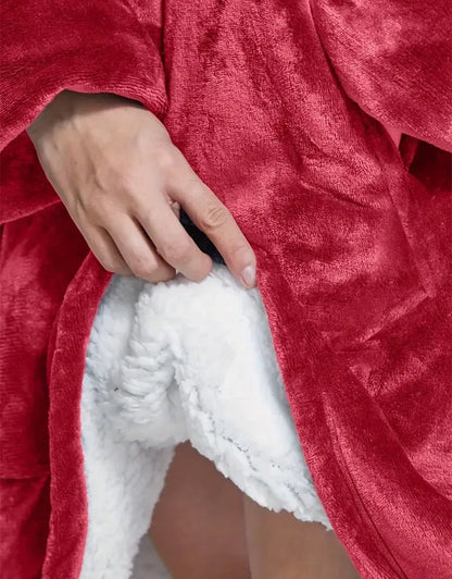 Šilta oversize kocobluzė SNM su gobtuvu, bordo, universalus dydis