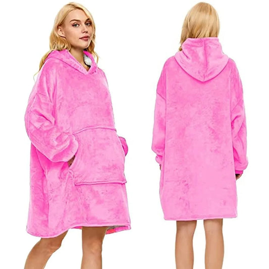 Šiltas oversize pledo tipo džemperis XXL 2 viename, storas, pūkuotas