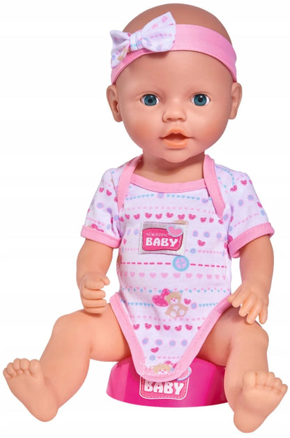 Simba New Born Baby funkcinė kūdikio lėlė, geria ir šlapinasi, 43 cm, su puoduku, buteliuku ir priedais