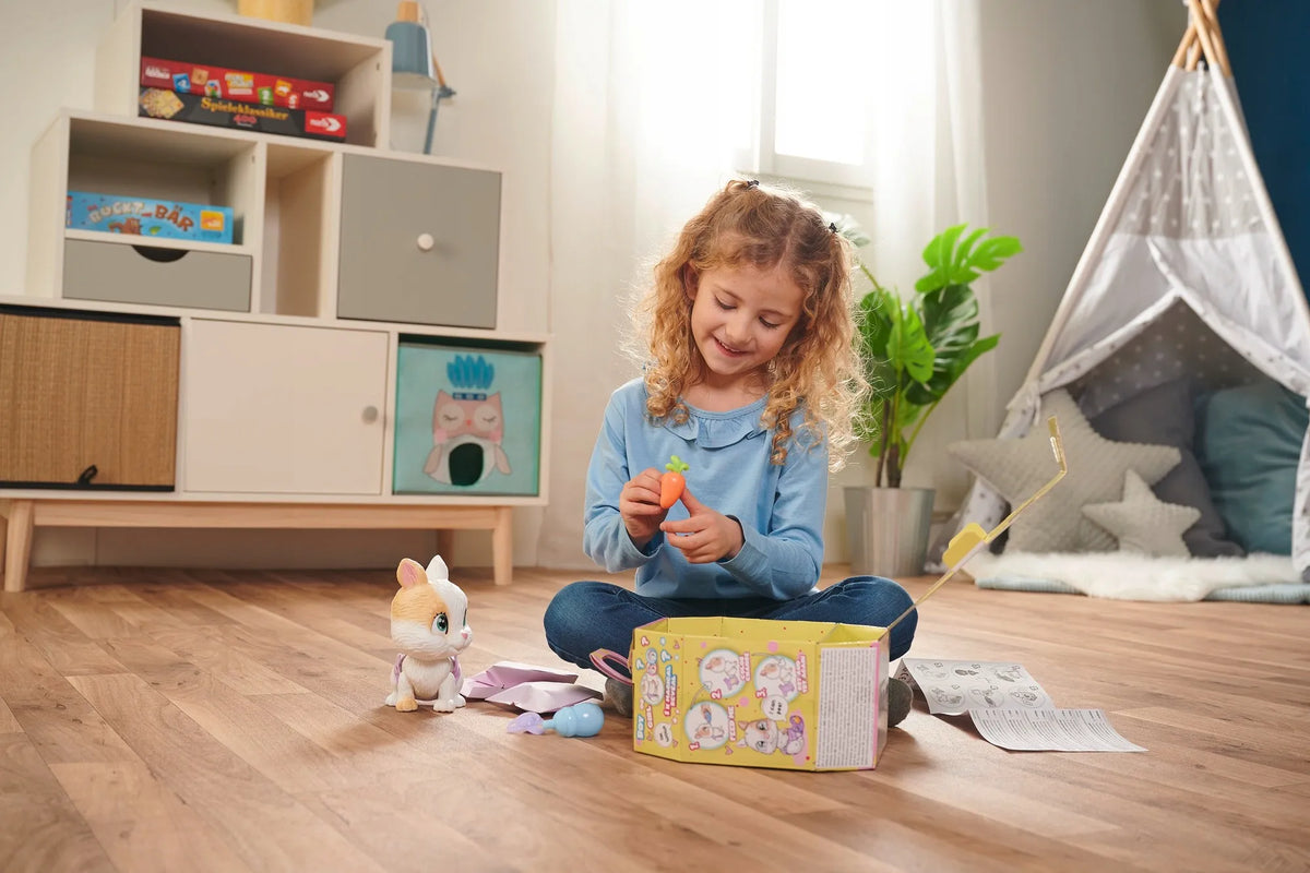 Simba „Pamper Petz“ interaktyvus triušiukas, geria ir šlapinasi, 20 cm, su priedais