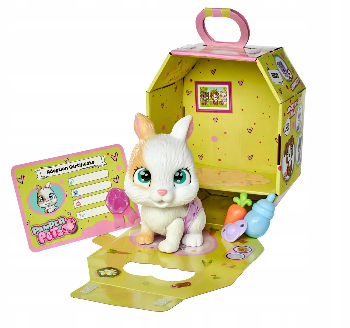 Simba „Pamper Petz“ interaktyvus triušiukas, geria ir šlapinasi, 20 cm, su priedais