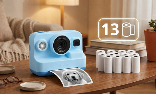 Skaitmeninis fotoaparatas vaikams „Drukuś“ su momentiniu spausdintuvu, 12 Mpix, 13 ritinėlių ir 32 GB atminties kortele