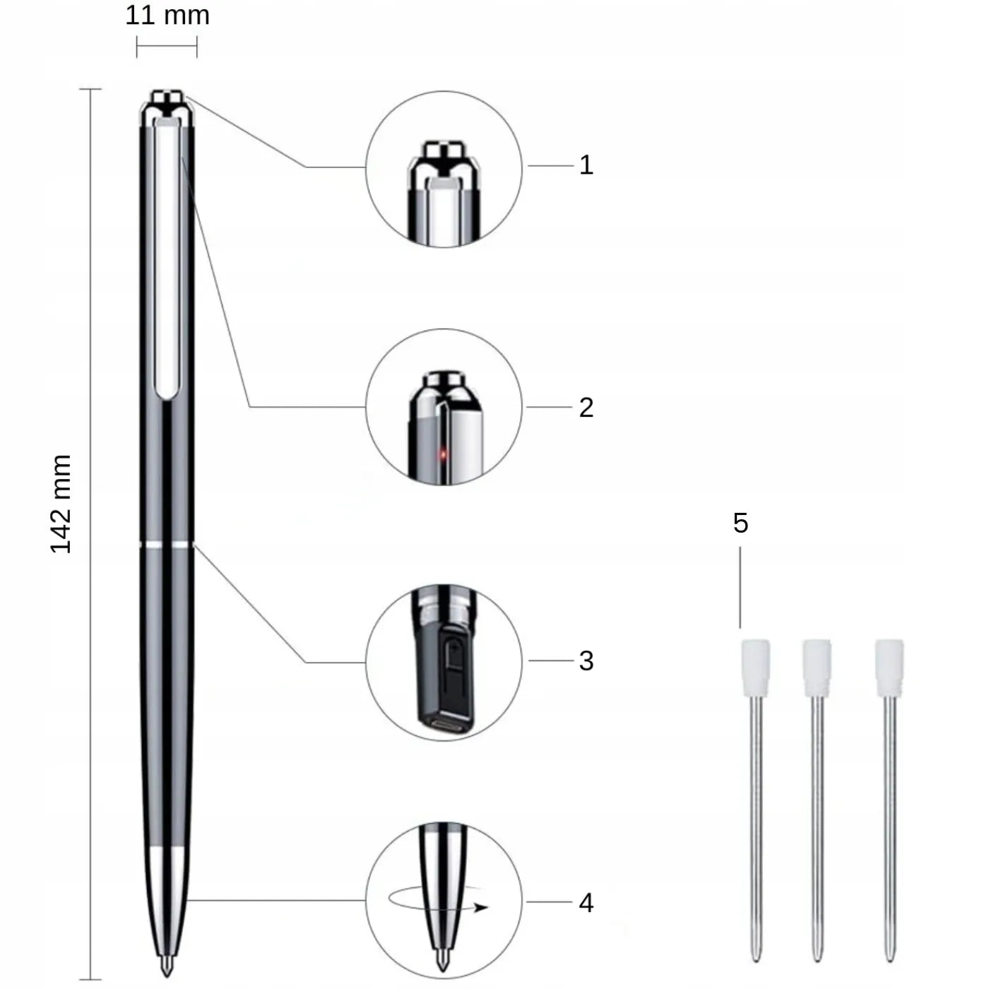 Šnipinėjimo tušinukas su diktofonu V10 32 GB – mini skaitmeninis įrašymo įrenginys