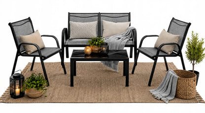 Sodo baldų komplektas 4 dalių kėdės stalas sofa sodo terasos rinkinys