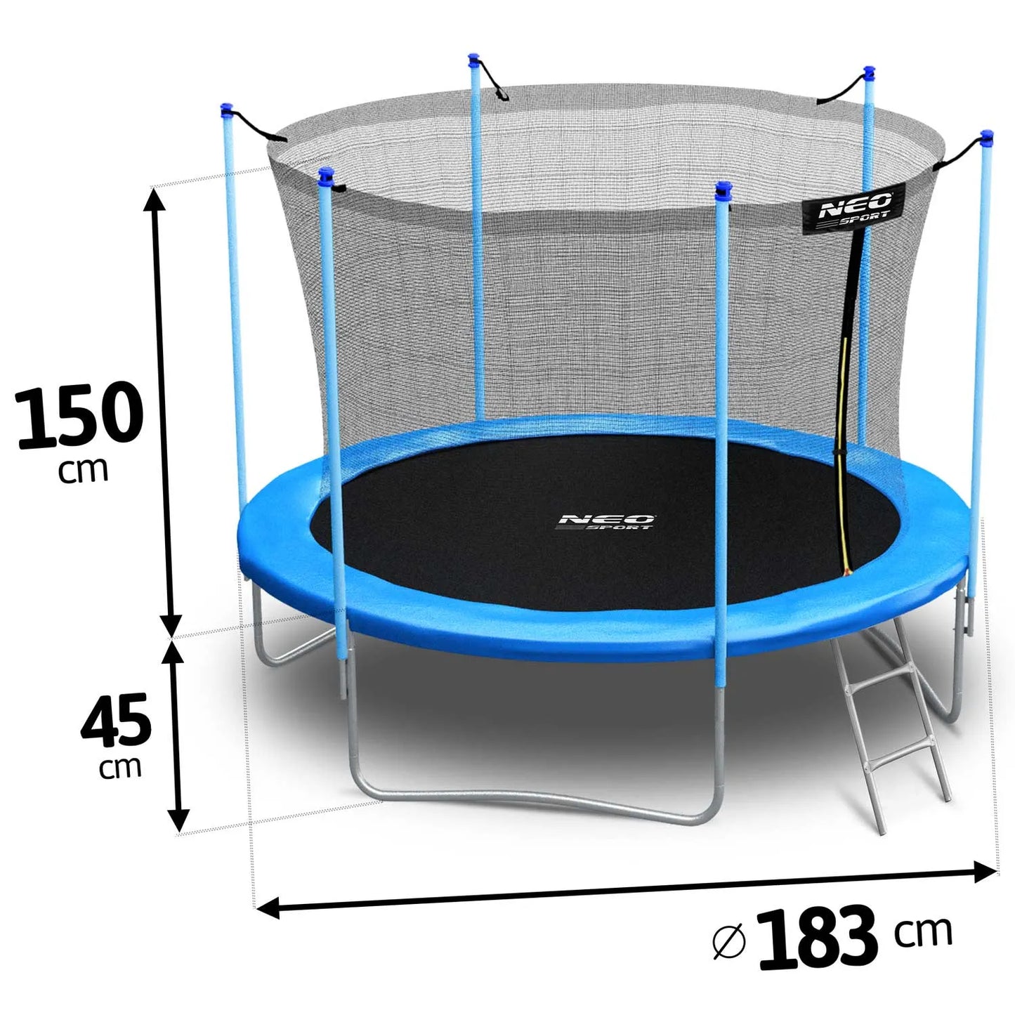 Sodo batutas 6ft/183cm su vidiniu tinklu ir kopėčiomis NEO SPORT