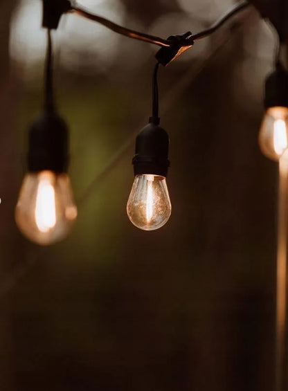 Sodo girlianda 20 m + 20 E27 LED lempučių, vandeniui atspari, sujungiamo tipo