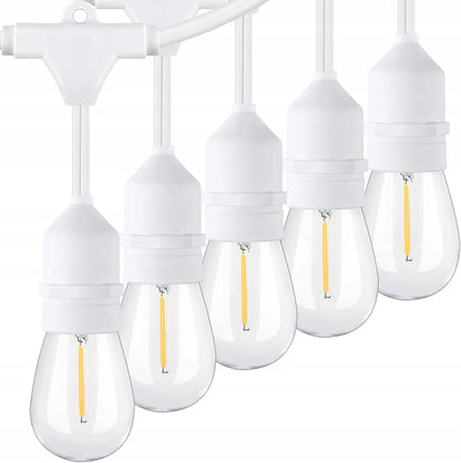 Sodo girlianda lauko Balta 20m + 20x LED lemputė E27 Vestuvinė