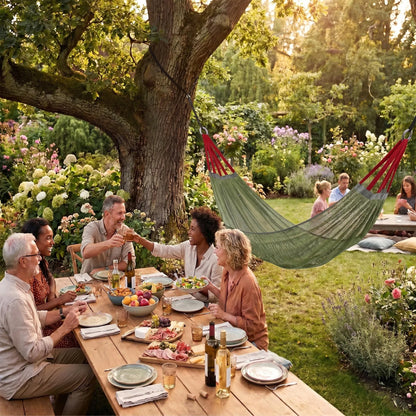 Sodo hamakas turistinis dvivietis sodui ir terasai 210x140 cm didelis