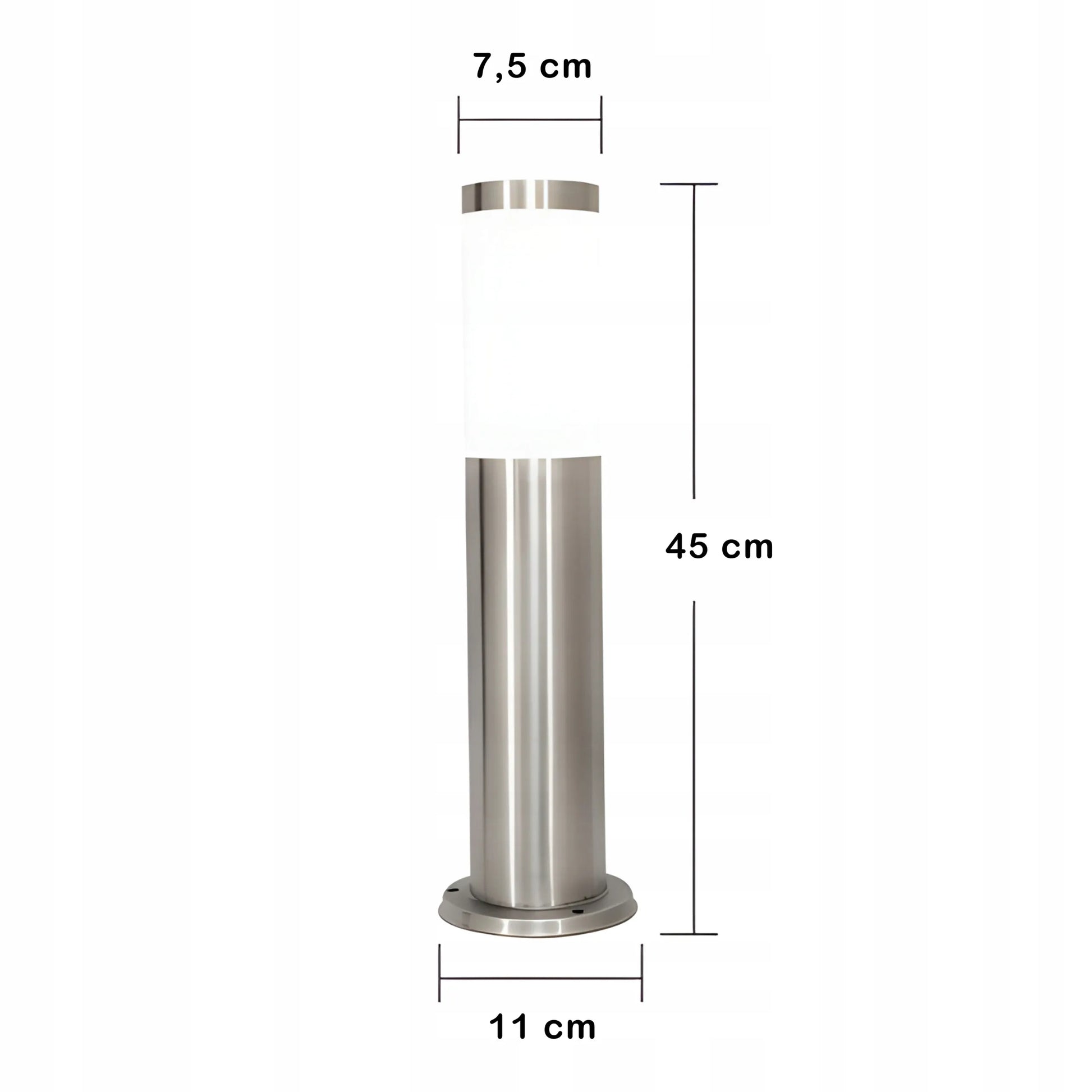 Sodo LED šviestuvas-stulpelis RETOO E27, pastatomas, lauko, apvalus, 45 cm, sidabrinis
