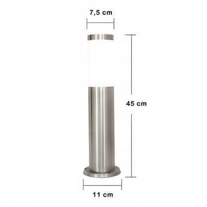Sodo LED šviestuvas-stulpelis RETOO E27, pastatomas, lauko, apvalus, 45 cm, sidabrinis