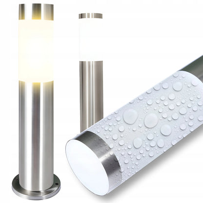 Sodo LED šviestuvas-stulpelis RETOO E27, pastatomas, lauko, apvalus, 45 cm, sidabrinis