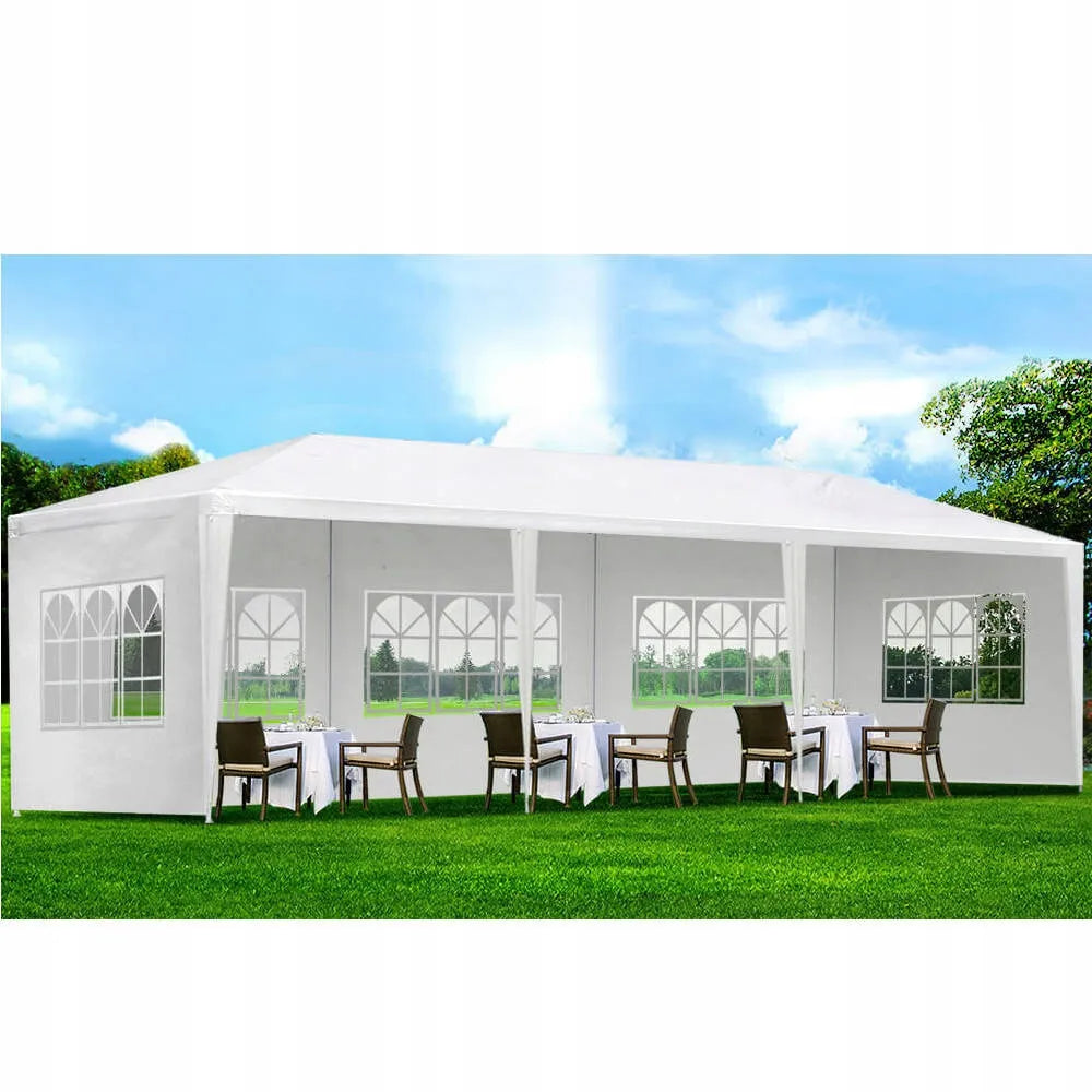 Sodo paviljonas, renginių ir maitinimo palapinė, baltas 3x9 m + 8 sienelės