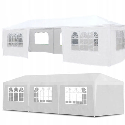 Sodo paviljonas, renginių ir maitinimo palapinė, baltas 3x9 m + 8 sienelės