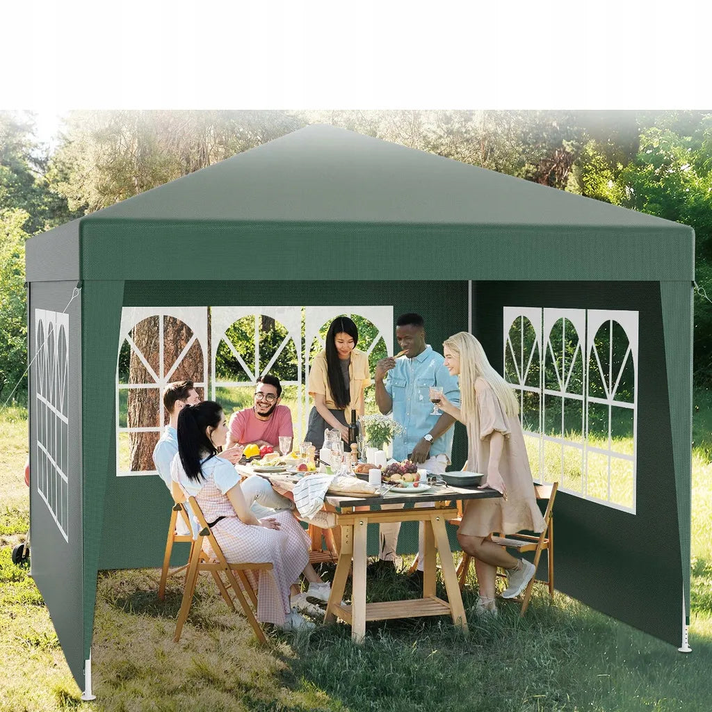 Sodo paviljono palapinė 3x3 m su 4 sienelėmis, uždaroma