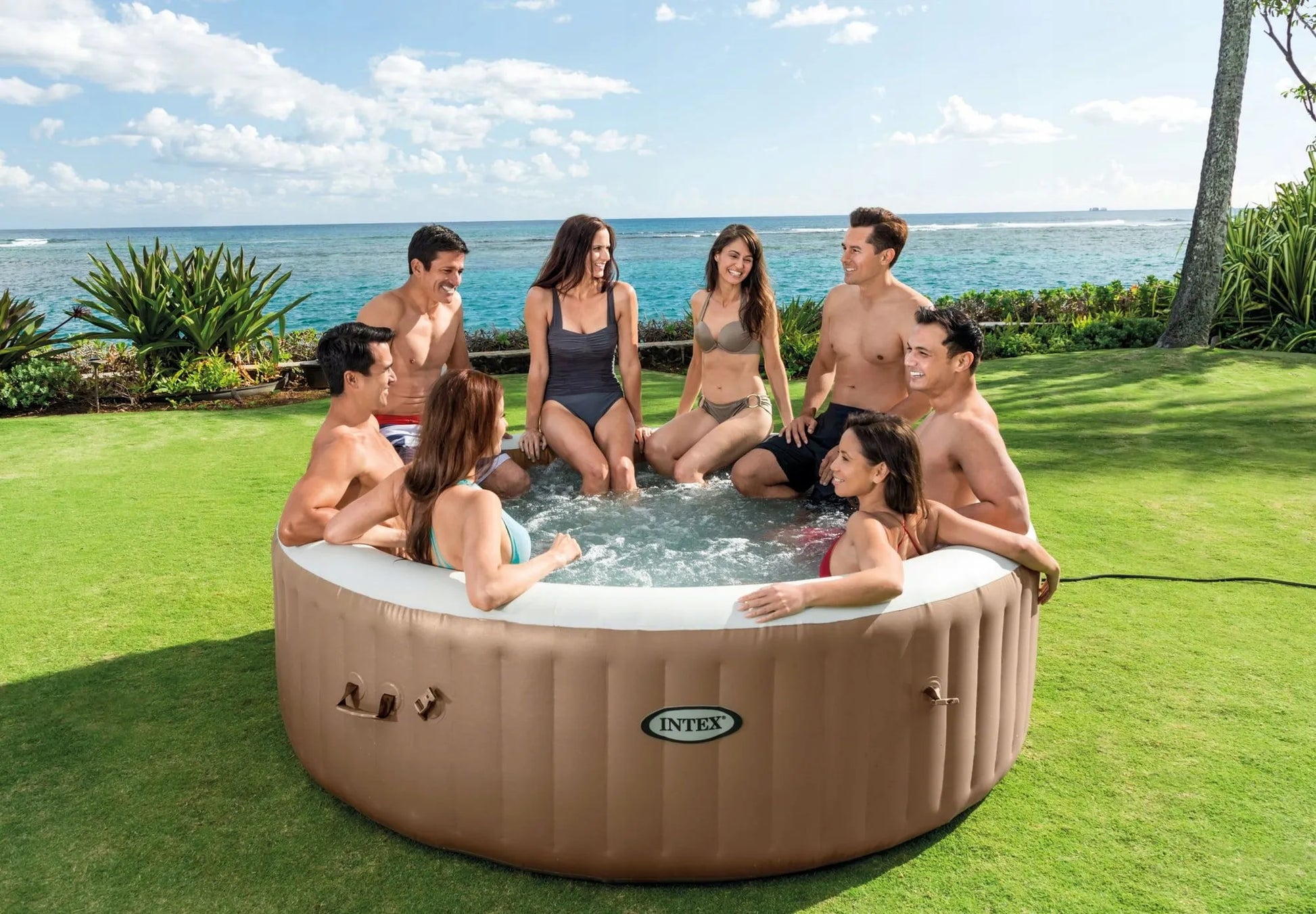 Sodo SPA: pripučiamas baseinas su hidromasažu 196 cm, 120 purkštukų, pilnas komplektas XXL