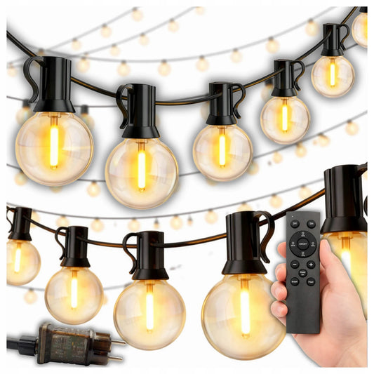 Sodo šviesos girlianda 20m 20 LED sodo lemputės 230V su nuotolinio valdymo pulteliu