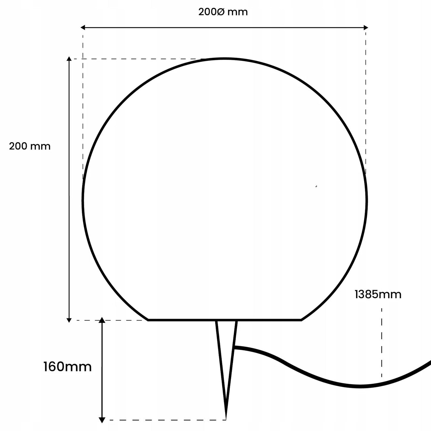 Sodo šviestuvas KULA 230V 20CM ant žemės statomas, įsmeigiamas, LED E27, akmens imitacijos, su laidu