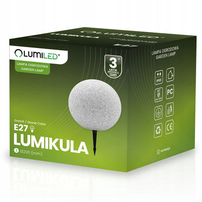 Sodo šviestuvas KULA 230V 20CM ant žemės statomas, įsmeigiamas, LED E27, akmens imitacijos, su laidu