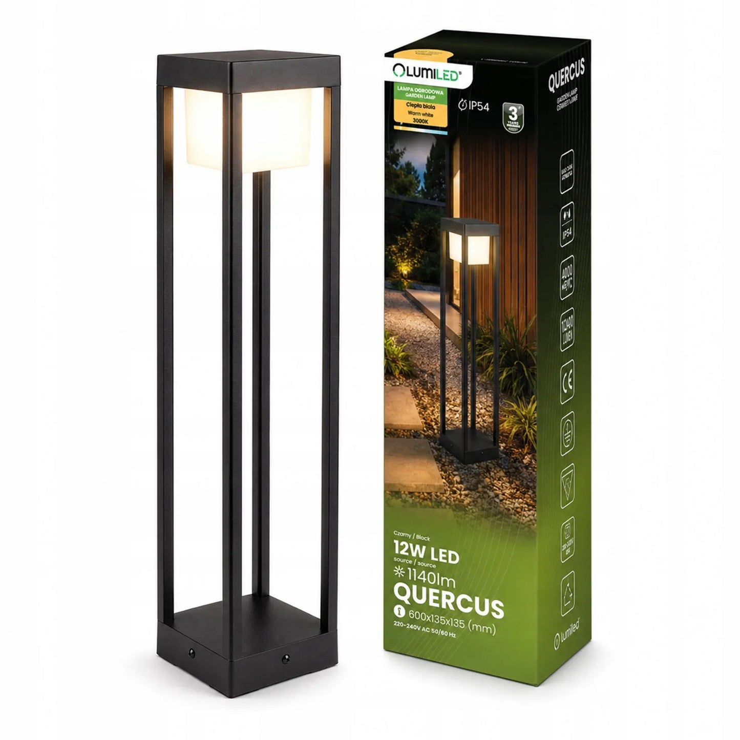 SODO ŠVIESTUVAS Lauko pastatomas LED stulpas 60cm 230V Vandeniui atsparus
