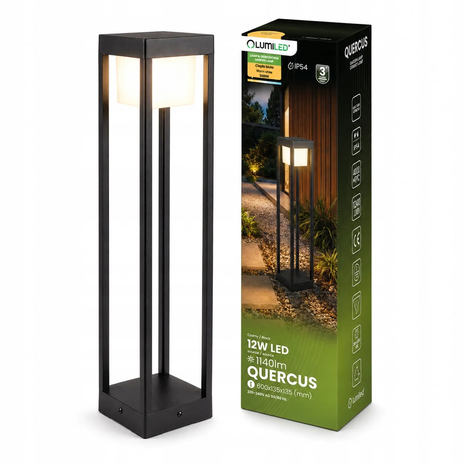 SODO ŠVIESTUVAS Lauko pastatomas LED stulpas 60cm 230V Vandeniui atsparus