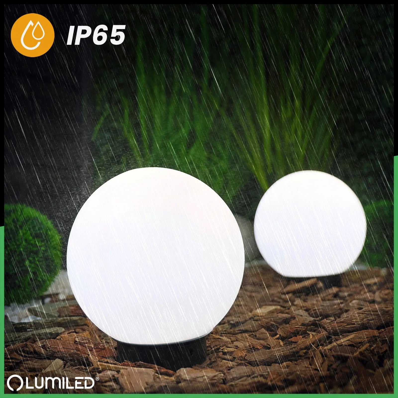 Sodo šviestuvas LED rutulys 230V 20cm įkasamas su laidu E27 balto stiklo