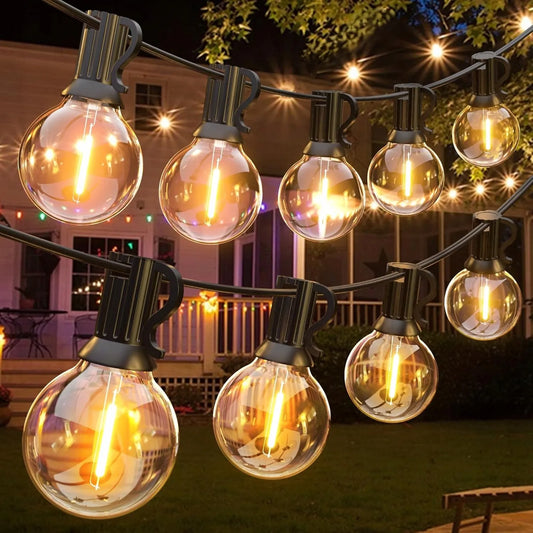 Sodo šviesų girlianda 20 m, 36x LED E12 lemputės + vandeniui atsparus laidas