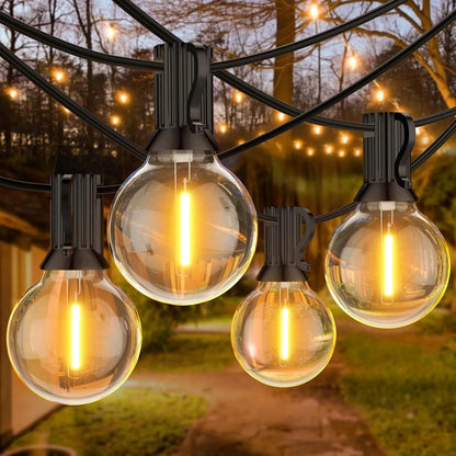Sodo šviesų girlianda 20 m, 36x LED E12 lemputės + vandeniui atsparus laidas
