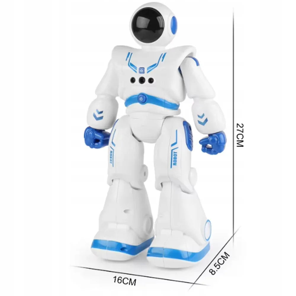 Šokantis nuotoliniu būdu valdomas robotas, valdymas gestais ir pulteliu, programavimas, LED