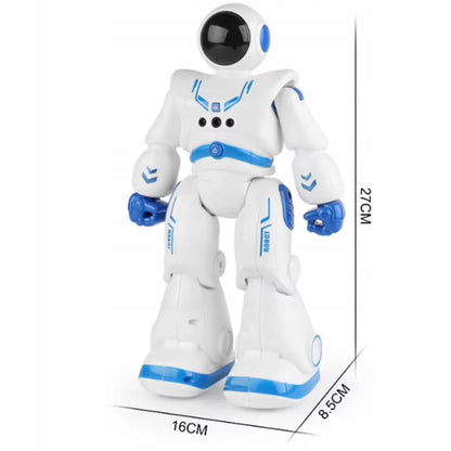 Šokantis nuotoliniu būdu valdomas robotas, valdymas gestais ir pulteliu, programavimas, LED