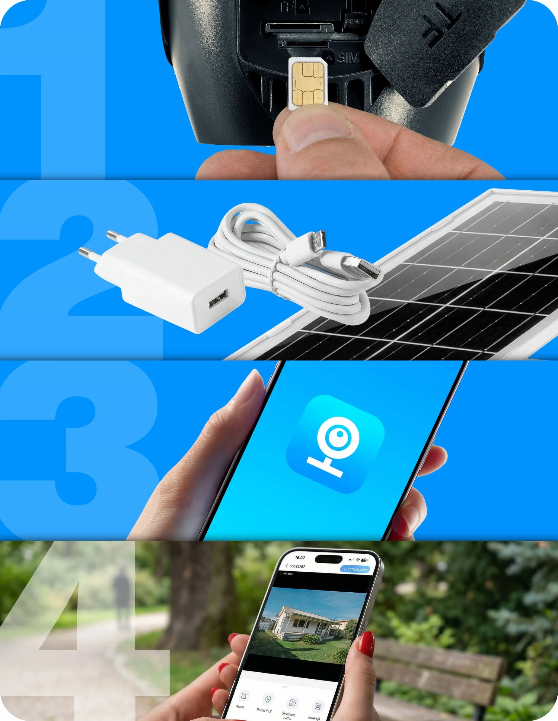 SOLIARINĖ pasukama kamera su 2 objektyvais V33 GSM LTE 4G AOV 6MPx dviguba