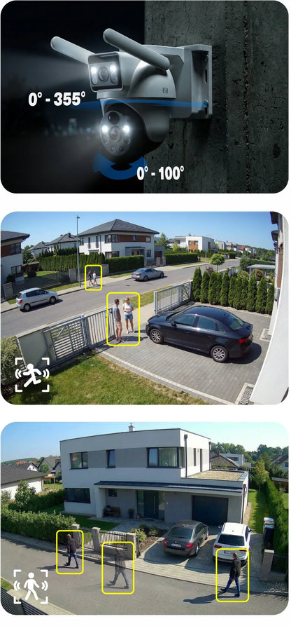 SOLIARINĖ pasukama kamera su 2 objektyvais V33 GSM LTE 4G AOV 6MPx dviguba