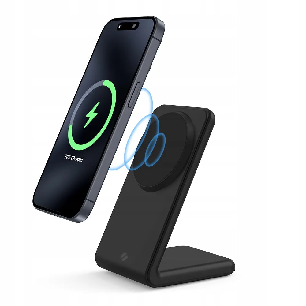 „Spacecase MagCharge WM2B“ belaidis „MagSafe“ įkroviklis, skirtas „iPhone“ ir „AirPods“, juodas