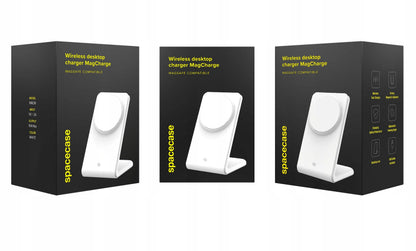 „Spacecase MagCharge WM2W“ belaidis „MagSafe“ įkroviklis, baltas, skirtas „iPhone“ ir „AirPods“