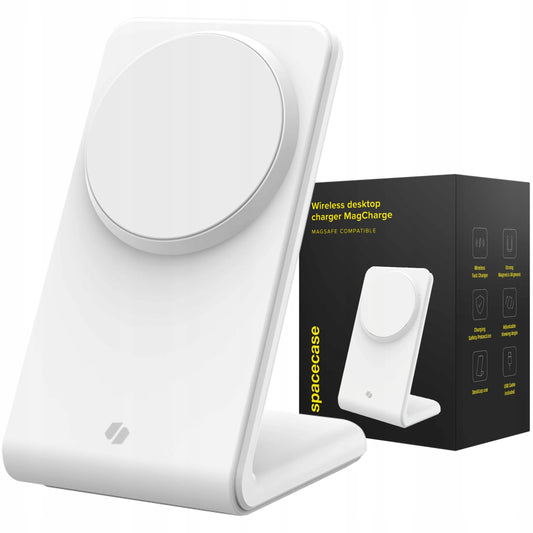 „Spacecase MagCharge WM2W“ belaidis „MagSafe“ įkroviklis, baltas, skirtas „iPhone“ ir „AirPods“