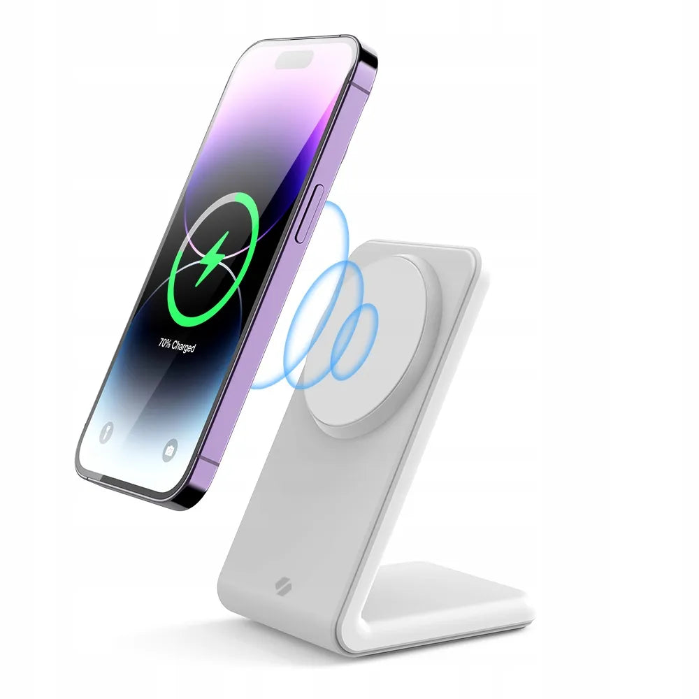 „Spacecase MagCharge WM2W“ belaidis „MagSafe“ įkroviklis, baltas, skirtas „iPhone“ ir „AirPods“