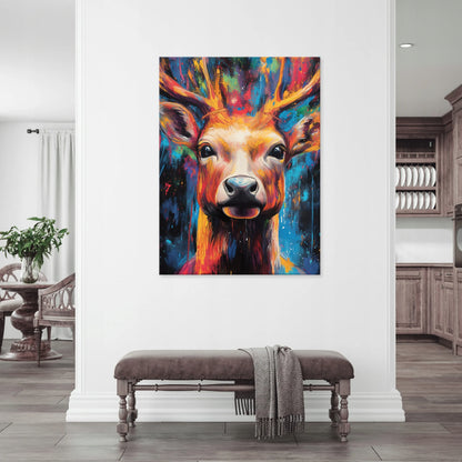 Spalvingas abstraktus elnio paveikslas ant drobės, 60 × 40 cm