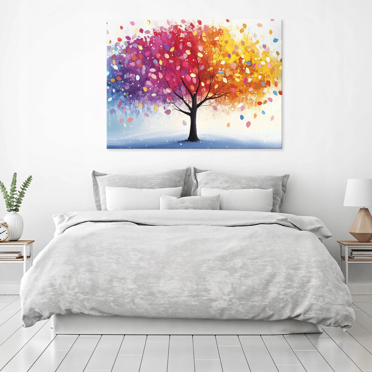 Spalvingas medžio paveikslas ant drobės miegamajam, svetainei ir virtuvei, 100 × 70 cm