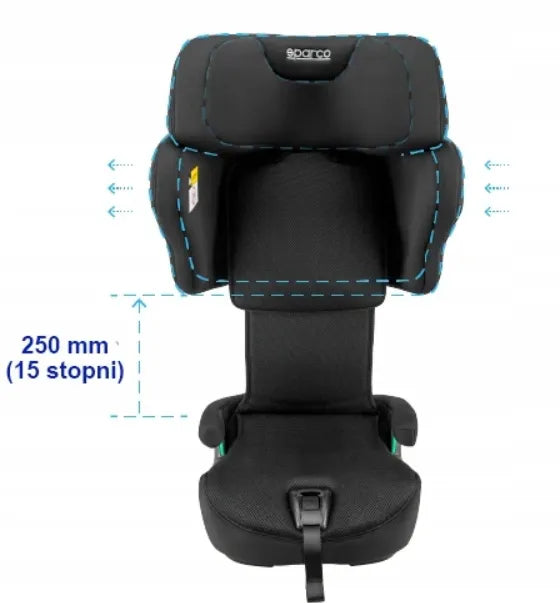 Sparco Kids SK8000i 76-150 cm automobilinė kėdutė, 15 mėn. – 12 metų, i-Size, ISOFIX, sulankstoma