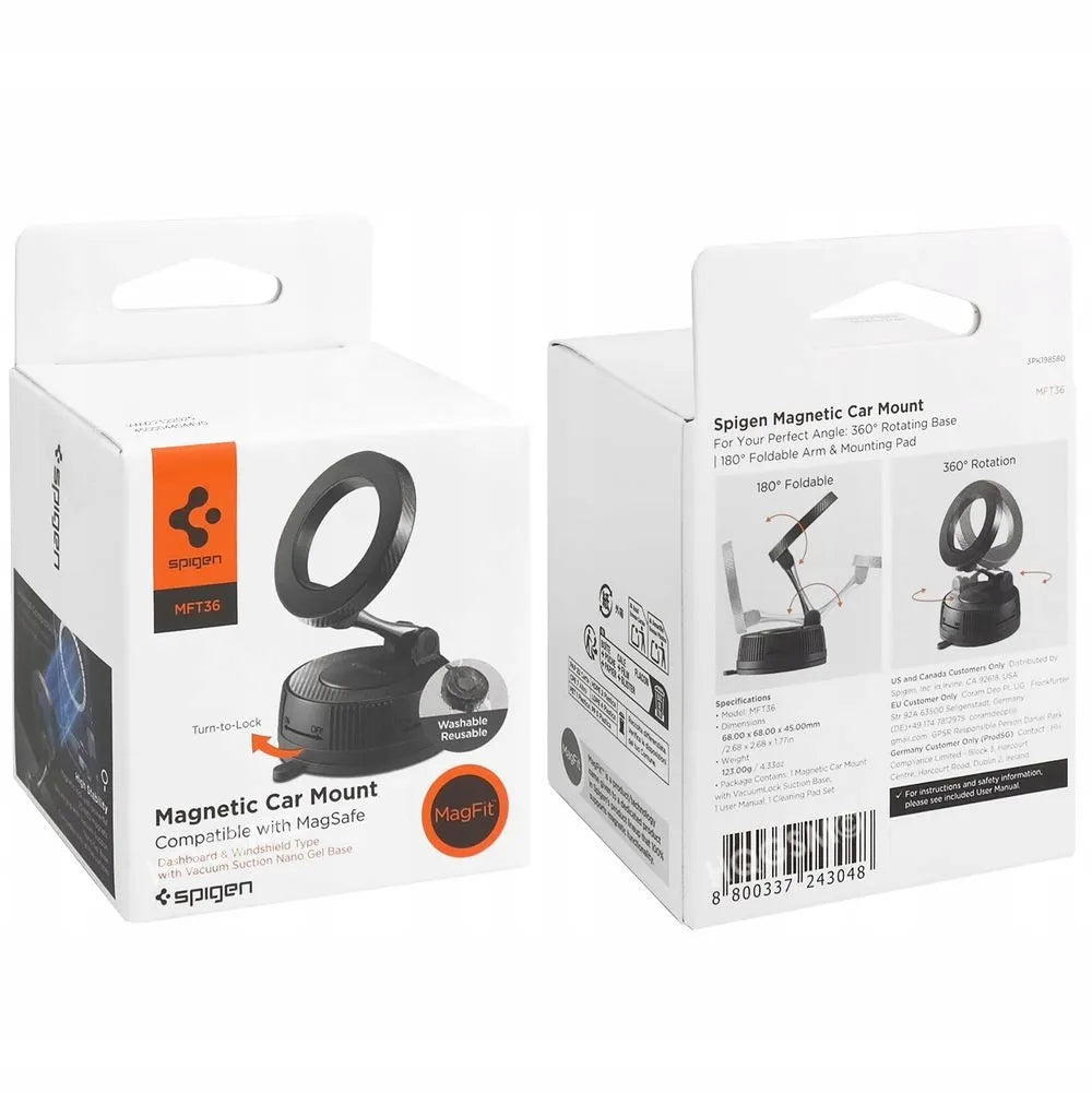 „Spigen MFT36“ sulankstomas magnetinis automobilinis telefono laikiklis, „MagSafe“, „Qi2“