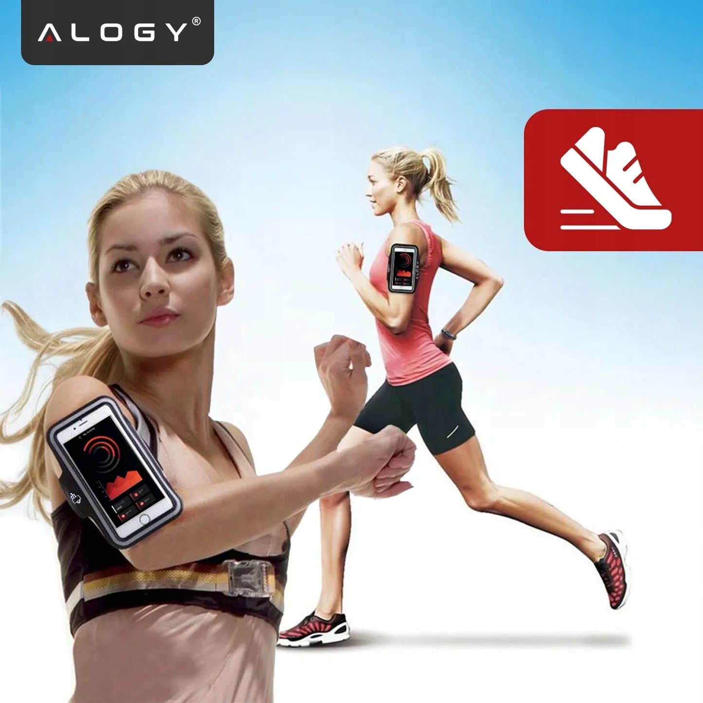 Sportinė telefono dėtuvė ant rankos Alogy Armband iki 6.7"