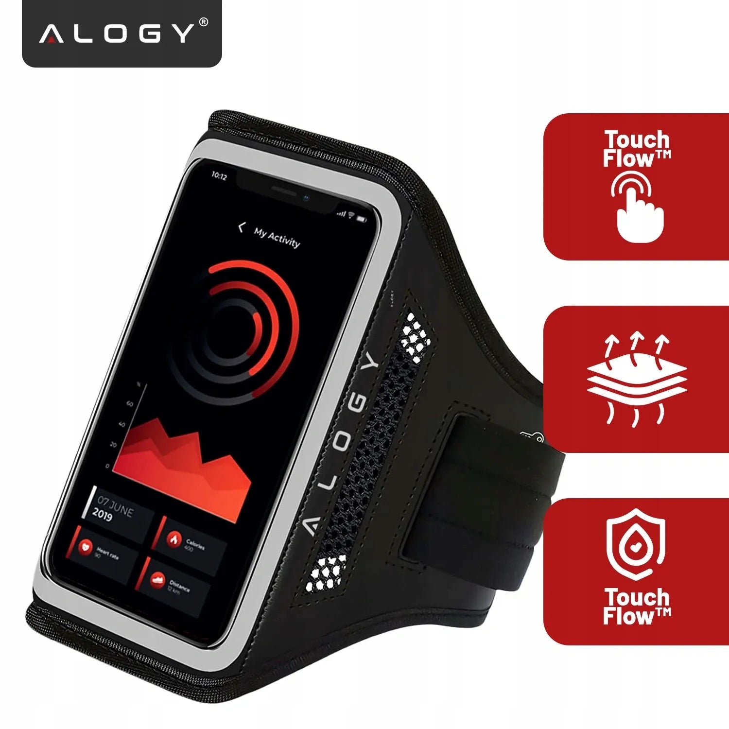 Sportinė telefono dėtuvė ant rankos Alogy Armband iki 6.7"