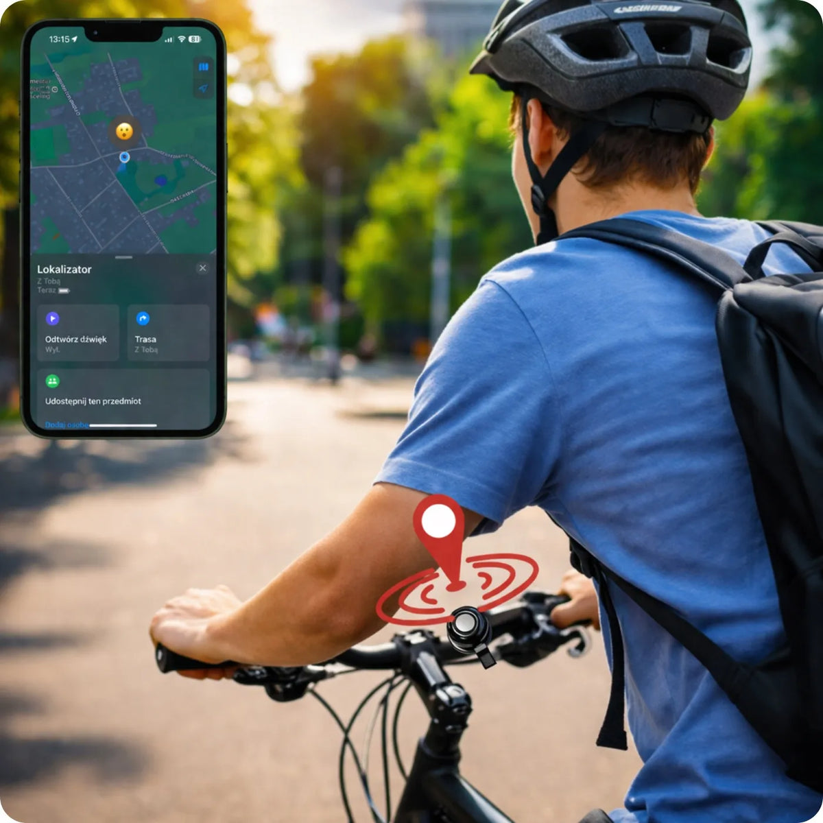 Spreest dviračio skambutis su Google Find Hub GPS lokatoriumi, Android Tag, ABB1 + F17