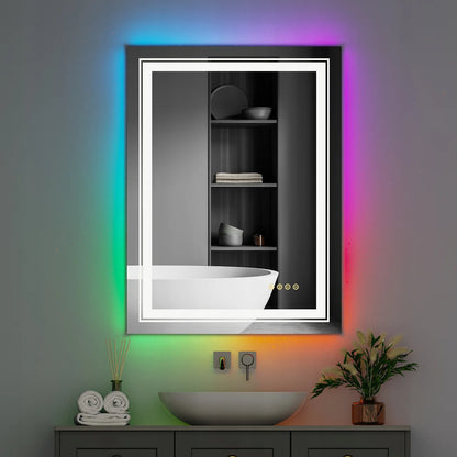 Stačiakampis LED vonios veidrodis su RGB apšvietimu 60x80cm