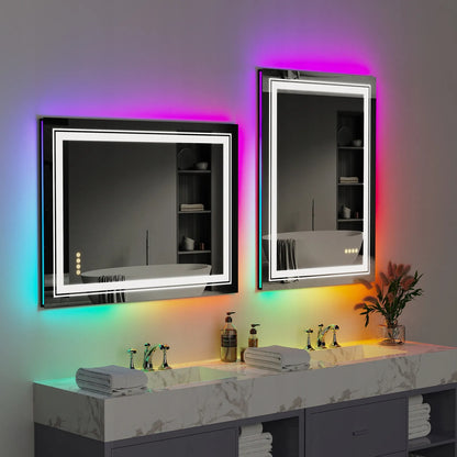 Stačiakampis LED vonios veidrodis su RGB apšvietimu 60x80cm