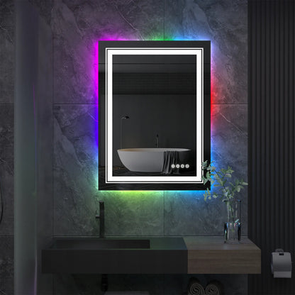 Stačiakampis LED vonios veidrodis su RGB apšvietimu 60x80cm