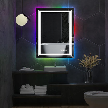 Stačiakampis LED vonios veidrodis su RGB apšvietimu 60x80cm