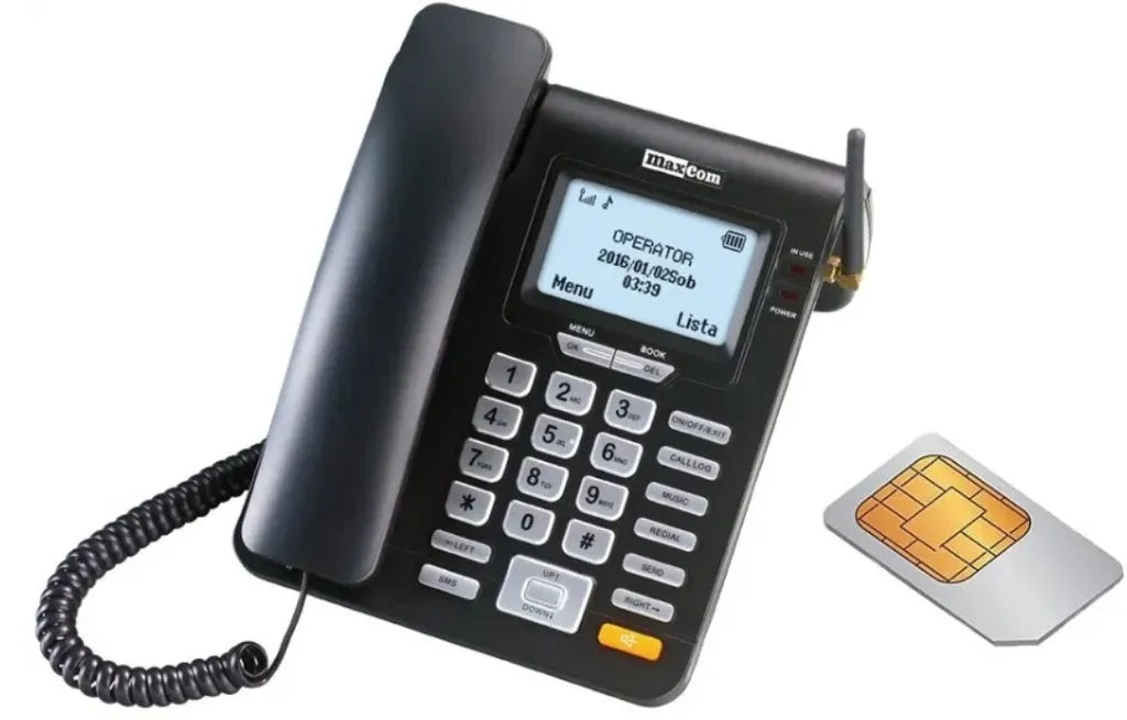 Stacionarus telefonas Maxcom MM28D su SIM kortele, laisvų rankų įranga, SMS